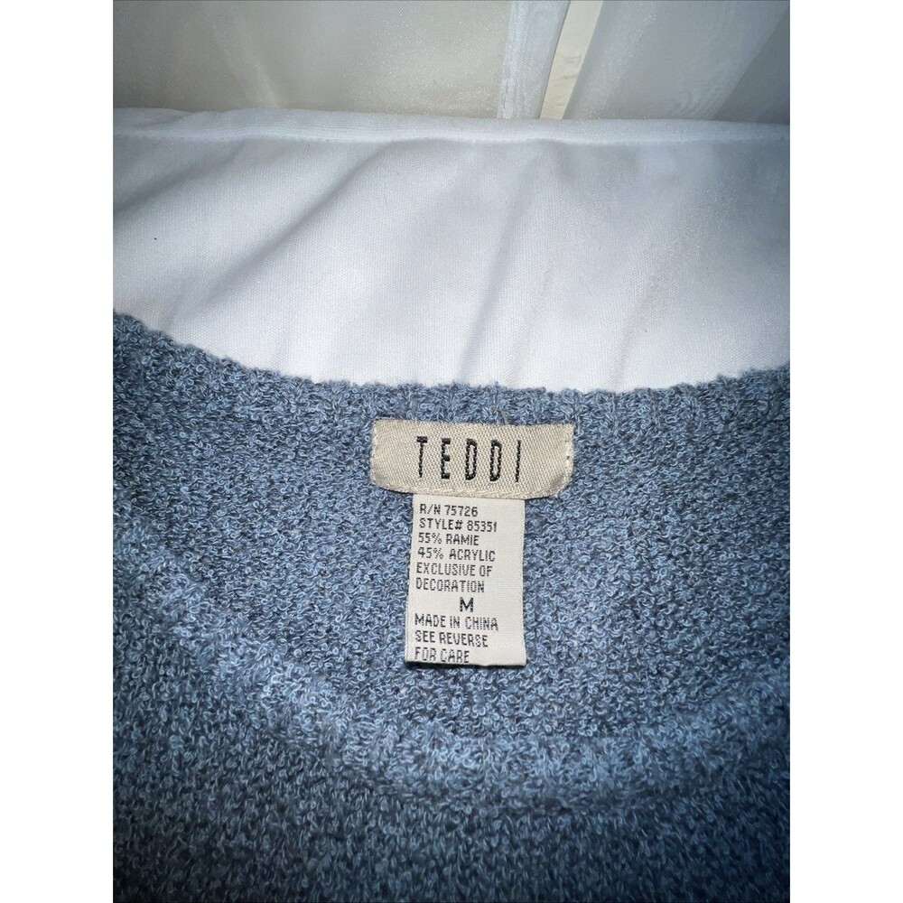 VINTAGE 90s TEDDI Leaves Embroidered Short Sleeve Sweater Medium Fall Cottage - Picture 2 of 6